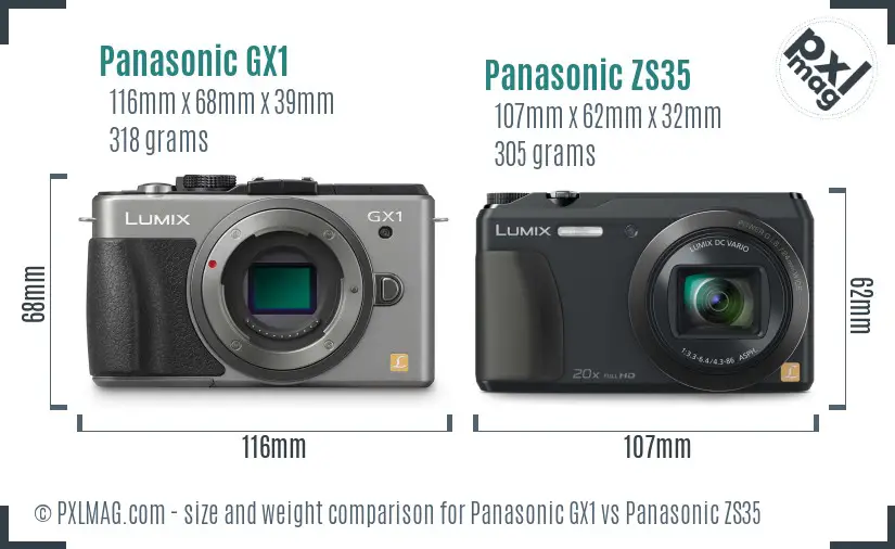 Panasonic GX1 vs Panasonic ZS35 size comparison