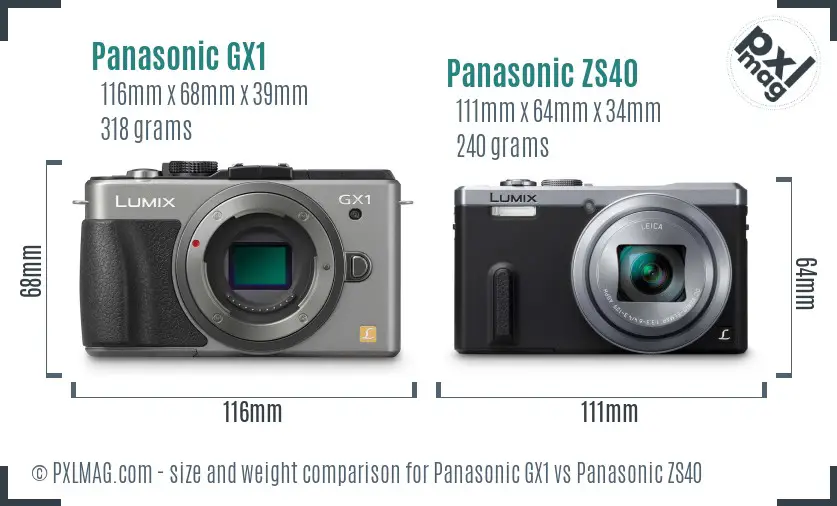 Panasonic GX1 vs Panasonic ZS40 size comparison