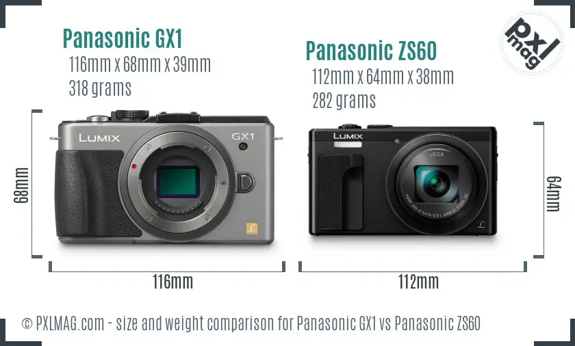 Panasonic GX1 vs Panasonic ZS60 size comparison