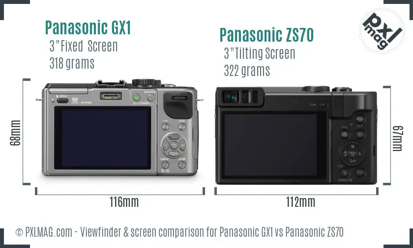 Panasonic GX1 vs Panasonic ZS70 Screen and Viewfinder comparison