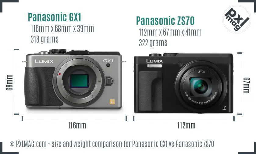 Panasonic GX1 vs Panasonic ZS70 size comparison