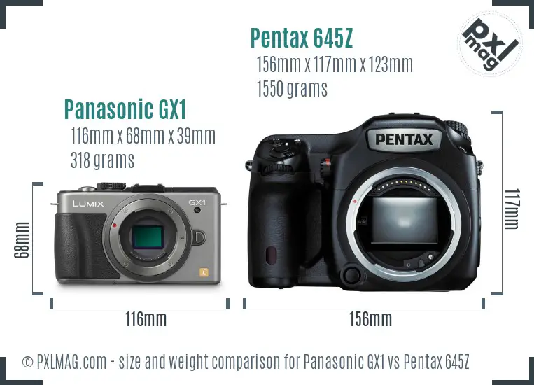 Panasonic GX1 vs Pentax 645Z size comparison