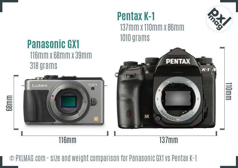 Panasonic GX1 vs Pentax K-1 size comparison