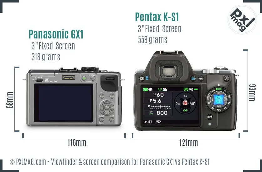 Panasonic GX1 vs Pentax K-S1 Screen and Viewfinder comparison