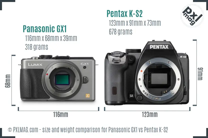 Panasonic GX1 vs Pentax K-S2 size comparison