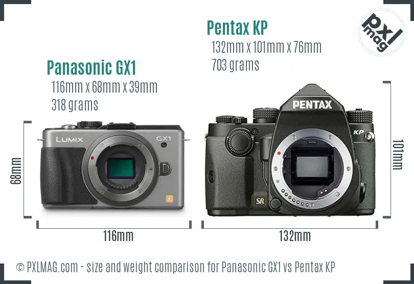 Panasonic GX1 vs Pentax KP size comparison
