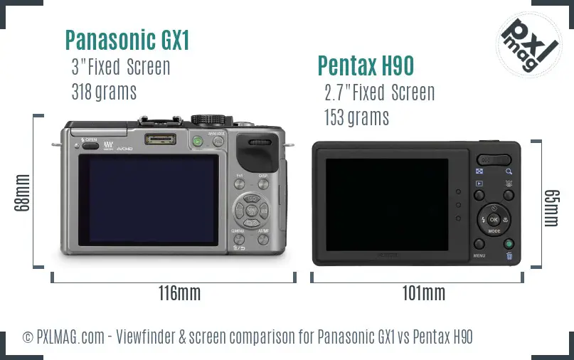 Panasonic GX1 vs Pentax H90 Screen and Viewfinder comparison