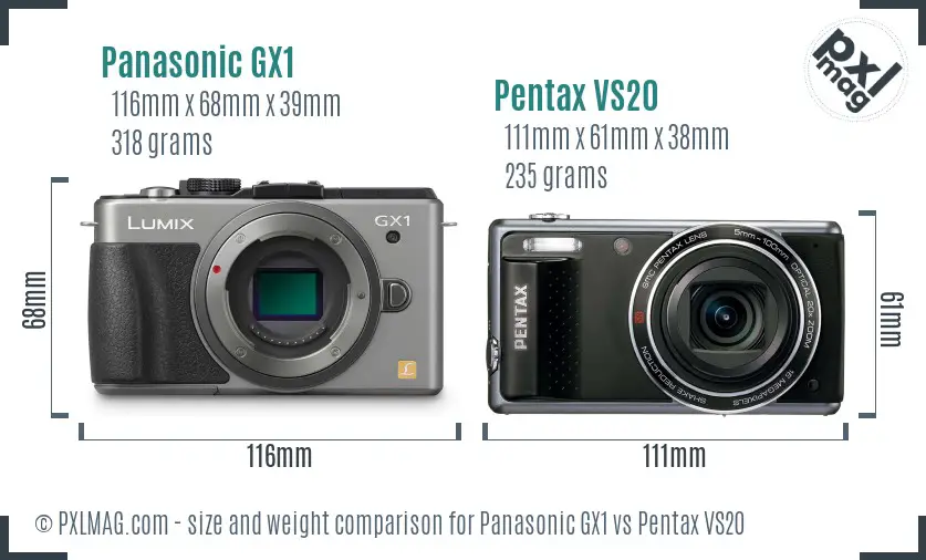 Panasonic GX1 vs Pentax VS20 size comparison