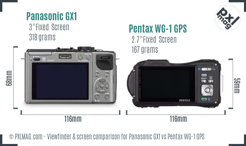 Panasonic GX1 vs Pentax WG-1 GPS Screen and Viewfinder comparison