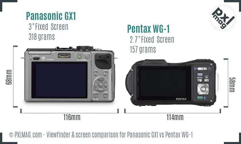 Panasonic GX1 vs Pentax WG-1 Screen and Viewfinder comparison