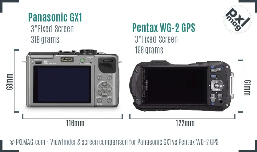 Panasonic GX1 vs Pentax WG-2 GPS Screen and Viewfinder comparison