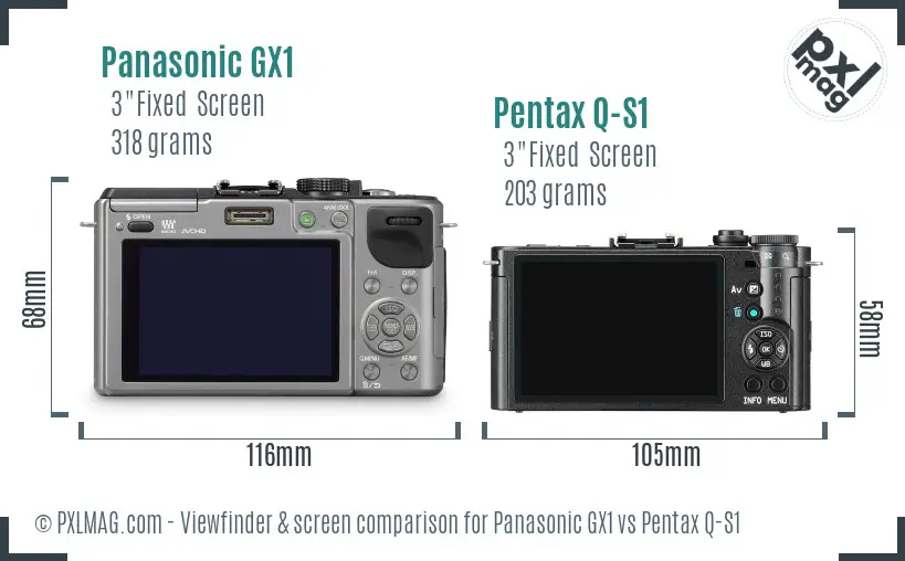 Panasonic GX1 vs Pentax Q-S1 Screen and Viewfinder comparison