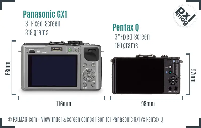 Panasonic GX1 vs Pentax Q Screen and Viewfinder comparison
