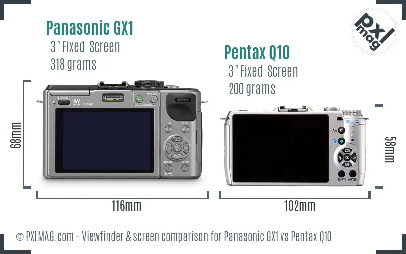 Panasonic GX1 vs Pentax Q10 Screen and Viewfinder comparison