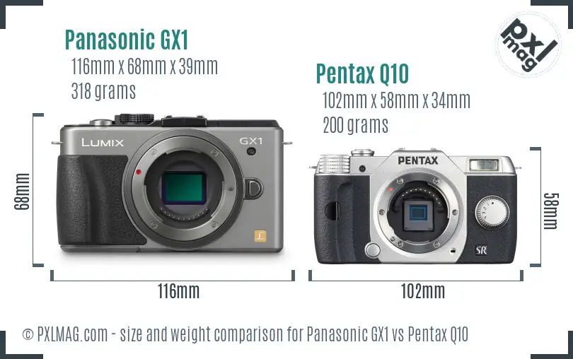 Panasonic GX1 vs Pentax Q10 size comparison