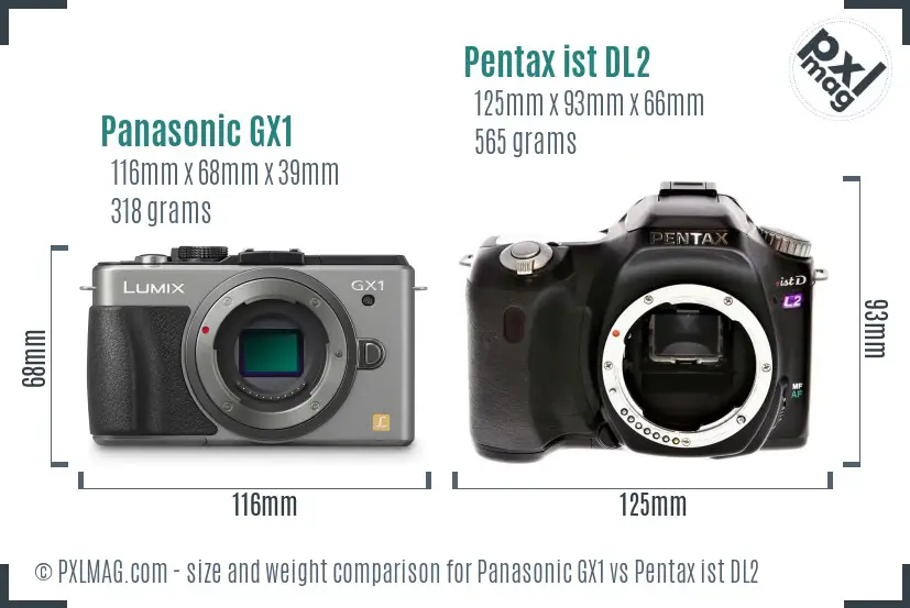 Panasonic GX1 vs Pentax ist DL2 size comparison