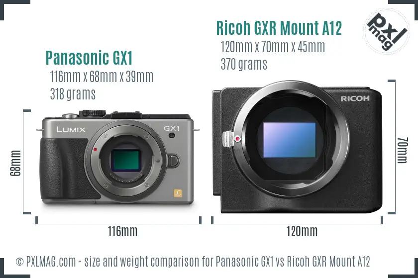 Panasonic GX1 vs Ricoh GXR Mount A12 size comparison