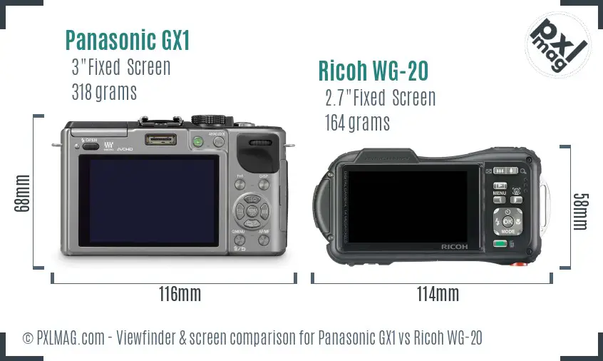 Panasonic GX1 vs Ricoh WG-20 Screen and Viewfinder comparison