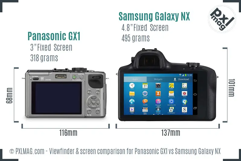 Panasonic GX1 vs Samsung Galaxy NX Screen and Viewfinder comparison