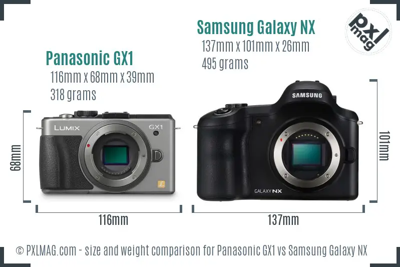 Panasonic GX1 vs Samsung Galaxy NX size comparison