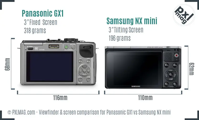Panasonic GX1 vs Samsung NX mini Screen and Viewfinder comparison