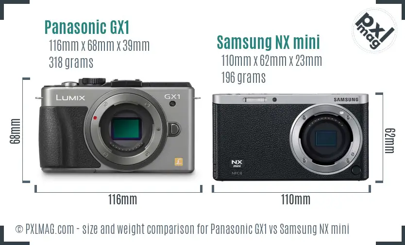 Panasonic GX1 vs Samsung NX mini size comparison