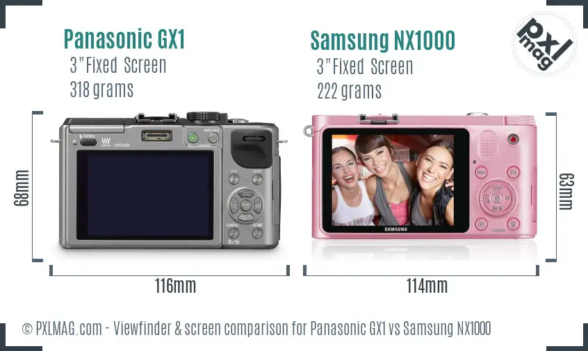 Panasonic GX1 vs Samsung NX1000 Screen and Viewfinder comparison