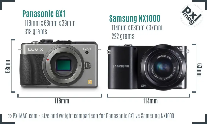 Panasonic GX1 vs Samsung NX1000 size comparison