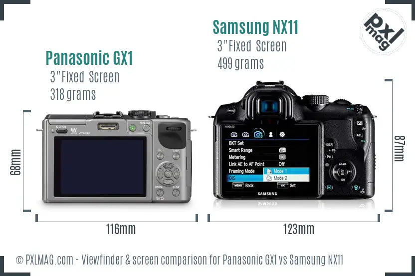 Panasonic GX1 vs Samsung NX11 Screen and Viewfinder comparison