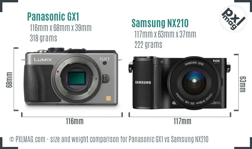 Panasonic GX1 vs Samsung NX210 size comparison