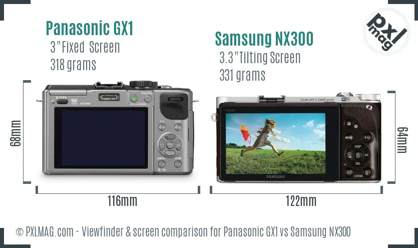 Panasonic GX1 vs Samsung NX300 Screen and Viewfinder comparison