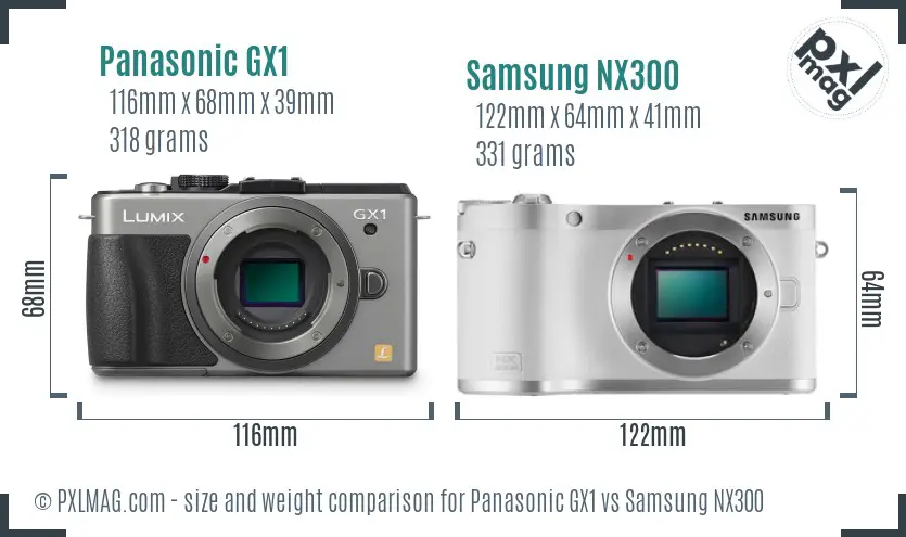 Panasonic GX1 vs Samsung NX300 size comparison