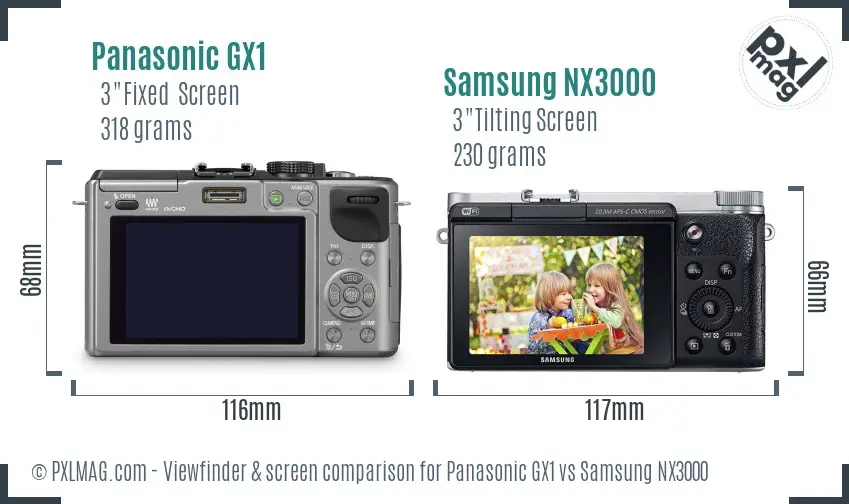 Panasonic GX1 vs Samsung NX3000 Screen and Viewfinder comparison