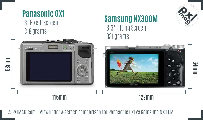 Panasonic GX1 vs Samsung NX300M Screen and Viewfinder comparison
