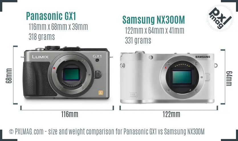 Panasonic GX1 vs Samsung NX300M size comparison