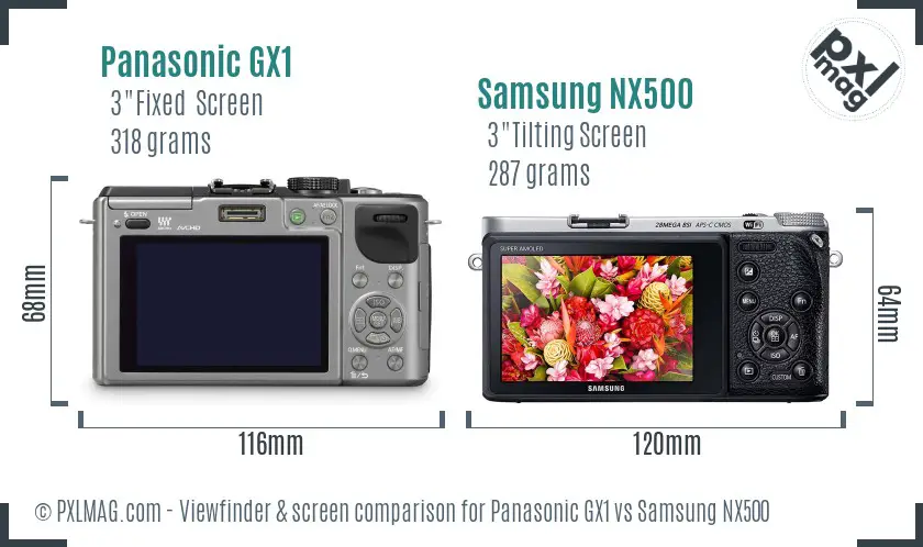 Panasonic GX1 vs Samsung NX500 Screen and Viewfinder comparison