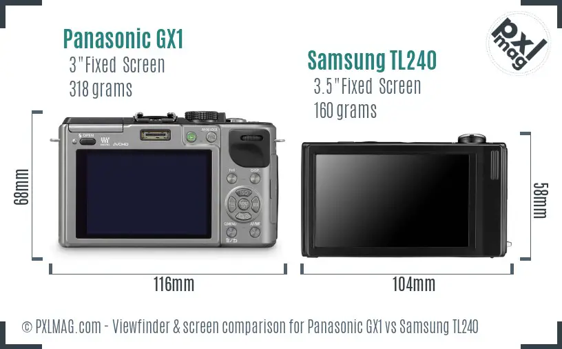 Panasonic GX1 vs Samsung TL240 Screen and Viewfinder comparison