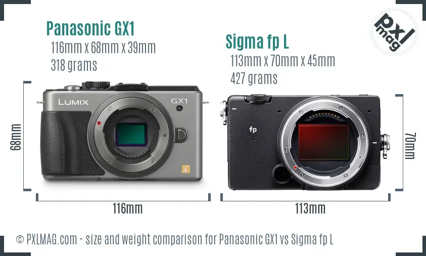 Panasonic GX1 vs Sigma fp L size comparison