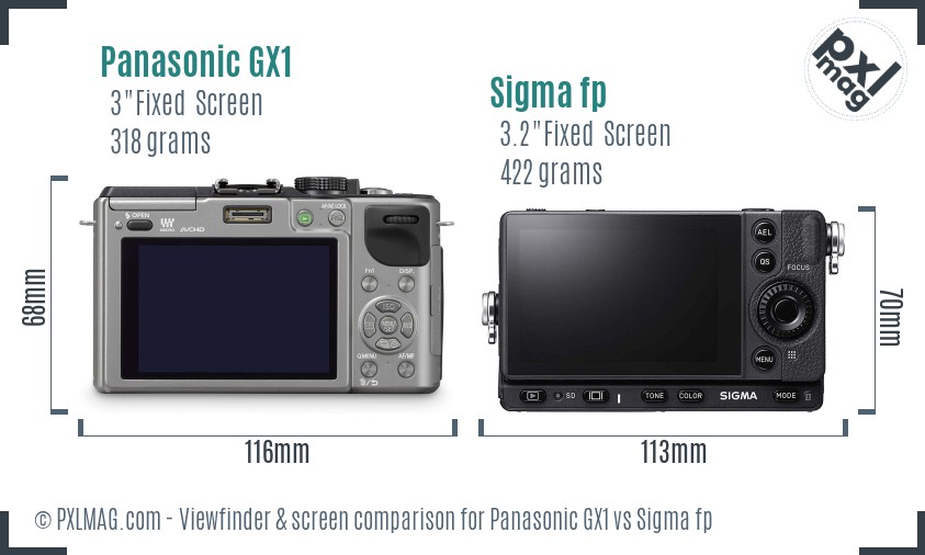Panasonic GX1 vs Sigma fp Screen and Viewfinder comparison