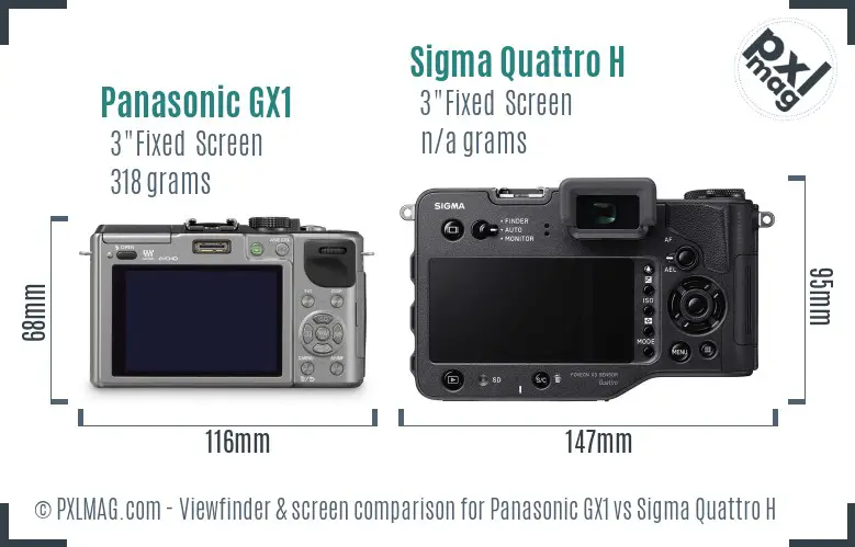 Panasonic GX1 vs Sigma Quattro H Screen and Viewfinder comparison