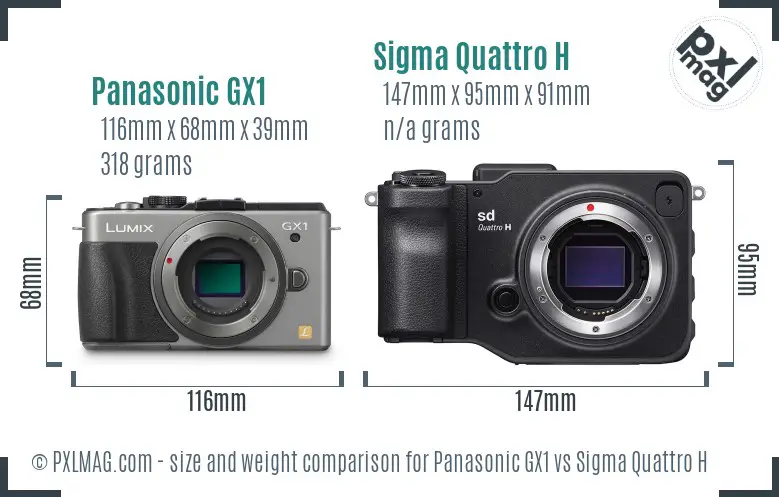 Panasonic GX1 vs Sigma Quattro H size comparison