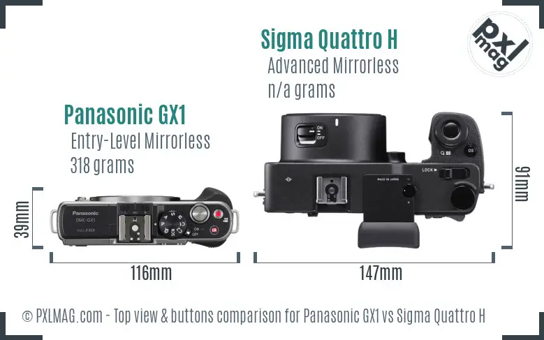 Panasonic GX1 vs Sigma Quattro H top view buttons comparison