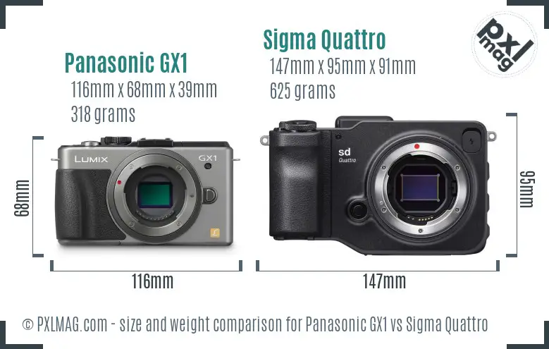 Panasonic GX1 vs Sigma Quattro size comparison