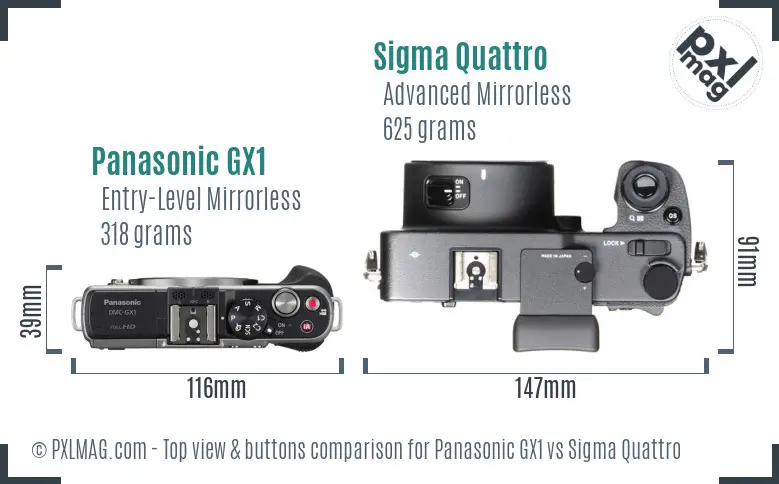 Panasonic GX1 vs Sigma Quattro top view buttons comparison