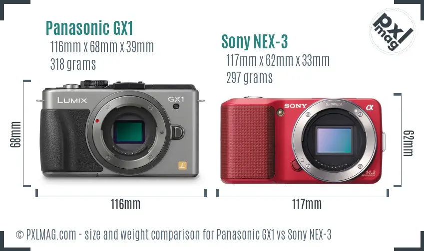 Panasonic GX1 vs Sony NEX-3 size comparison