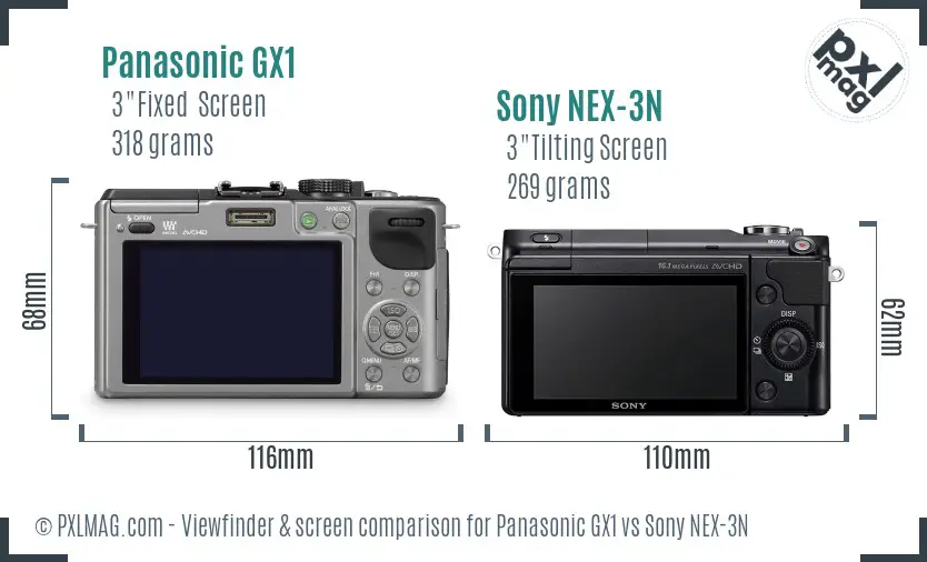 Panasonic GX1 vs Sony NEX-3N Screen and Viewfinder comparison
