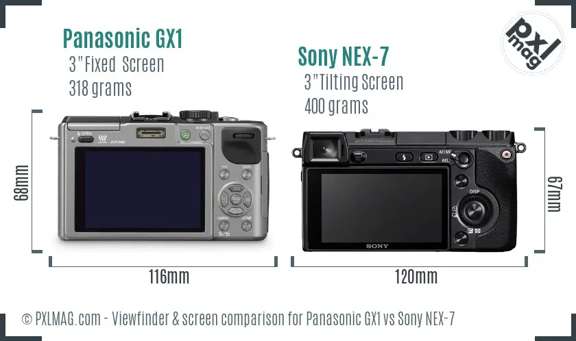 Panasonic GX1 vs Sony NEX-7 Screen and Viewfinder comparison