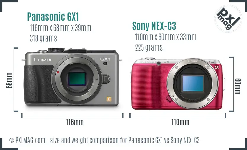 Panasonic GX1 vs Sony NEX-C3 size comparison