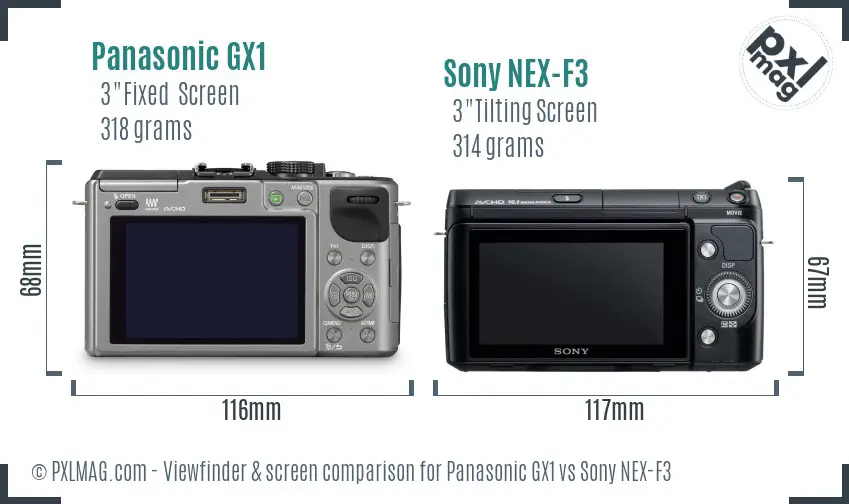 Panasonic GX1 vs Sony NEX-F3 Screen and Viewfinder comparison