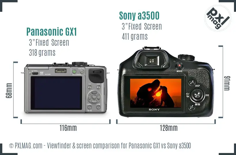 Panasonic GX1 vs Sony a3500 Screen and Viewfinder comparison